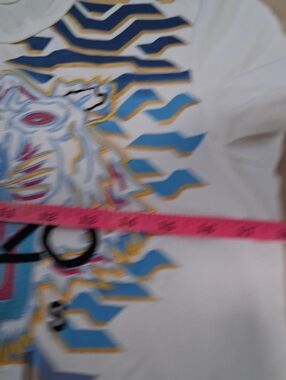 Kenzo White Tee with Blue and Gold Chevron Detail